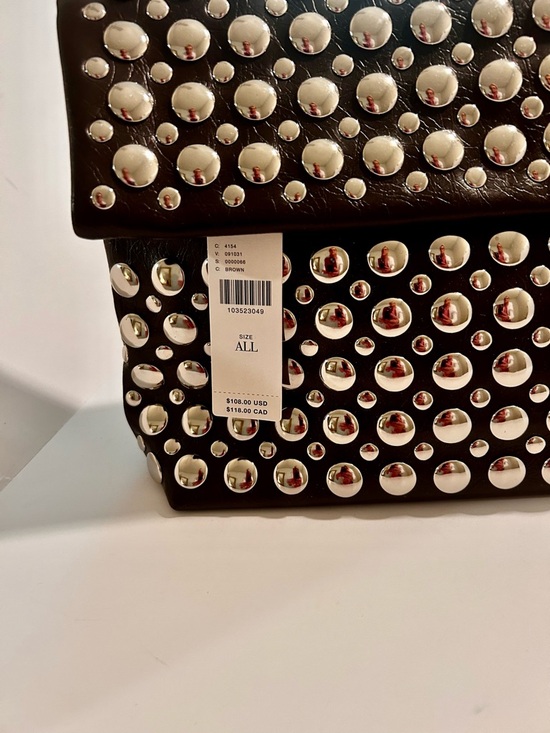 Anthropologie Handbags - Anthropologie Brown Leather Clutch with Silver Studs